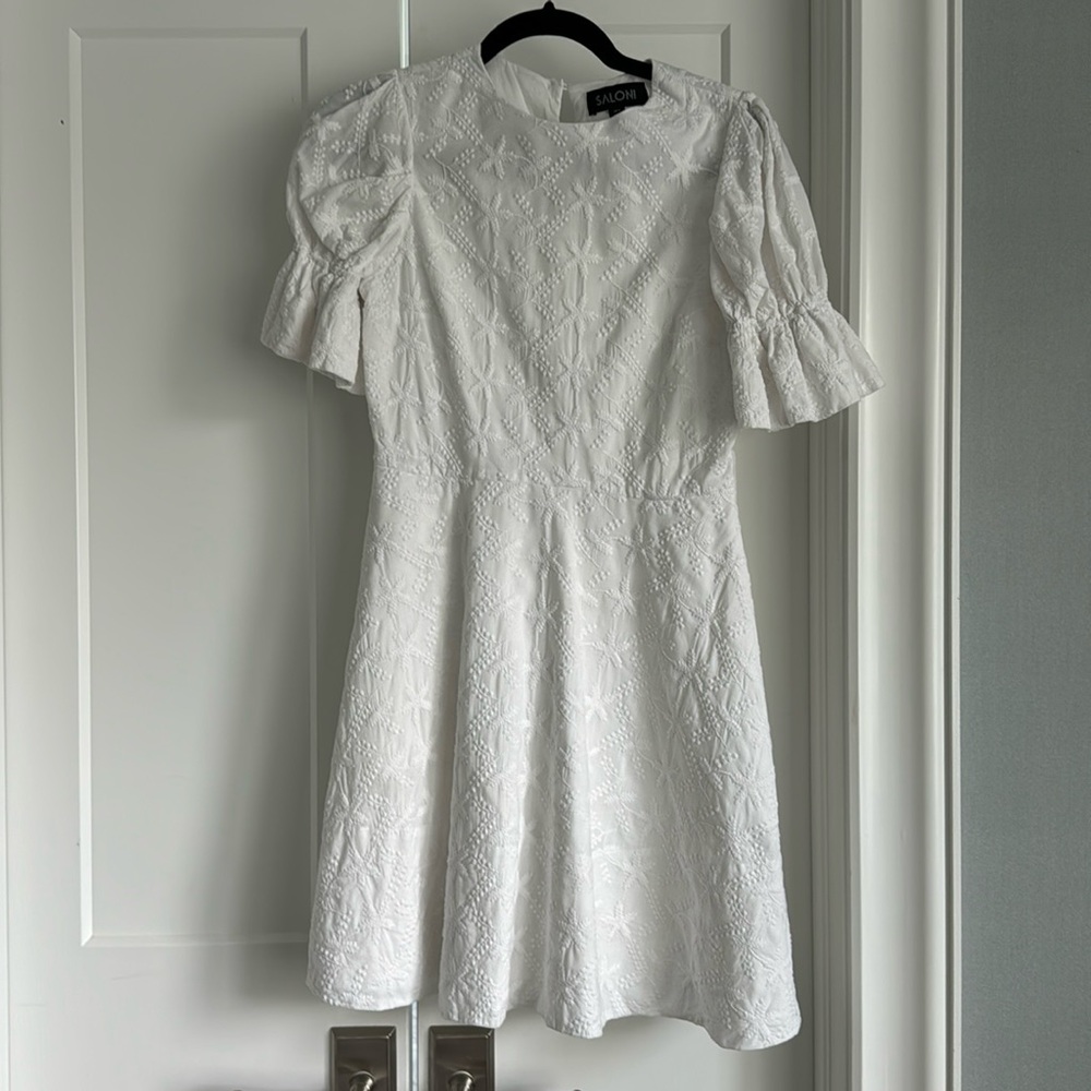 Saloni white embroidered dress